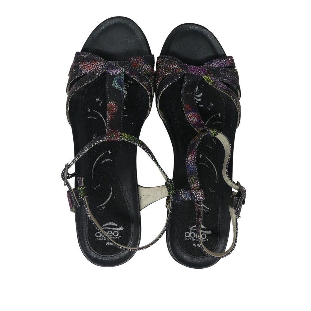 Abeo Georgie Multicolor Leather Open Toe Slingback Heels Sandals Womens 9 Narrow - Picture 7 of 13